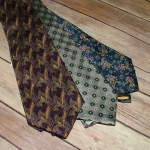 Robert Talbott Tie Lot Brocade Silk Purple Silver